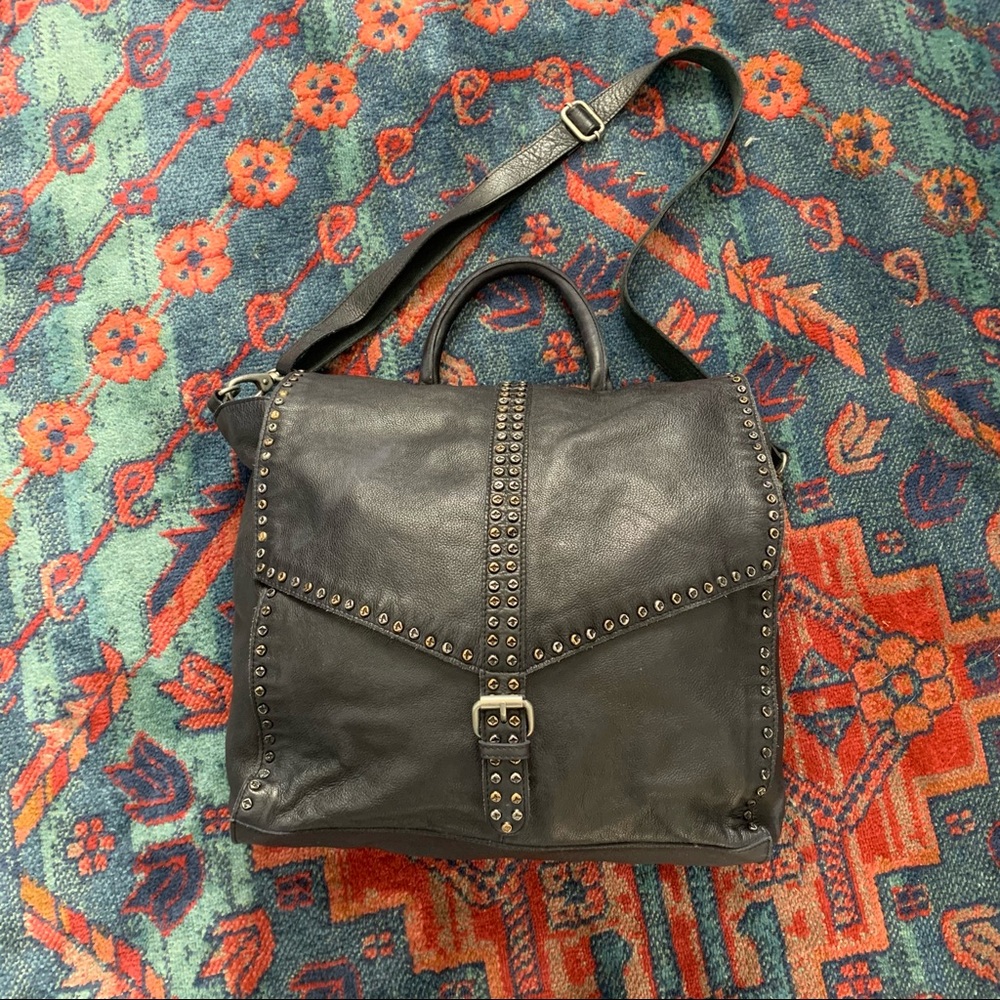 Bianca Studded Leather Messenger Bag